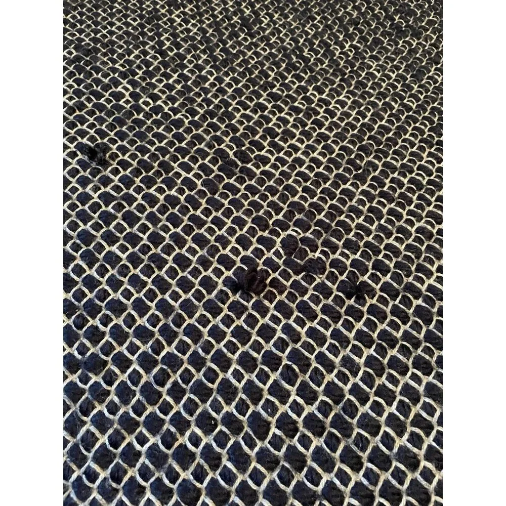 West Elm Marled Basketweave‎ Throw Blanket Navy Blue And White 50x60